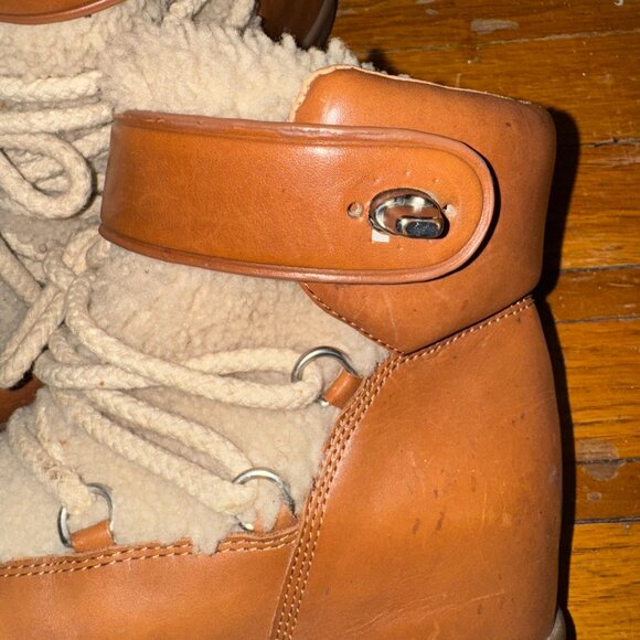 COACH Monroe Shearling Leather Hidden Wedge Women's Ankle Boot - Picture 4 of 6